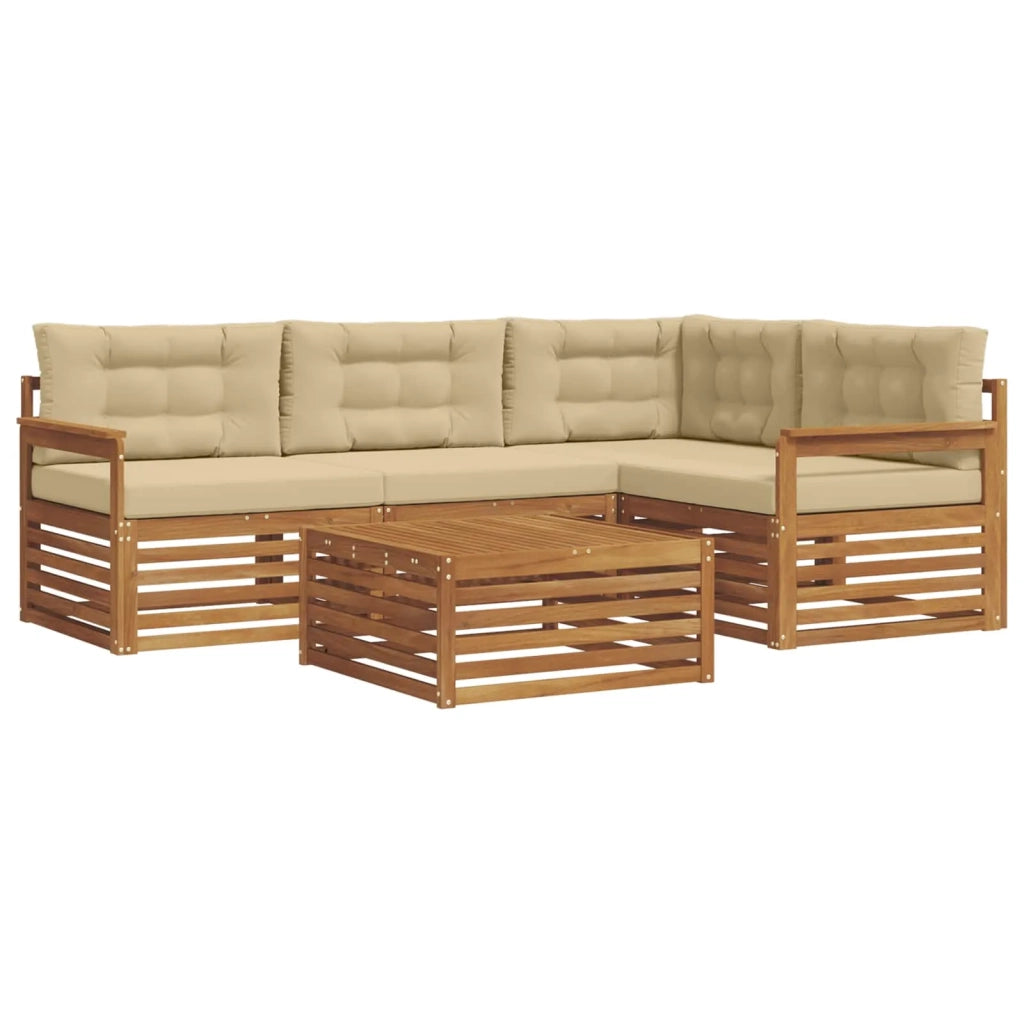 Set di divani da esterno con cuscino 5 pcs Naturale e Beige 3373408