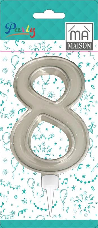 MA MAISON MAXI CANDELA NUMERO "8" ARGENTO