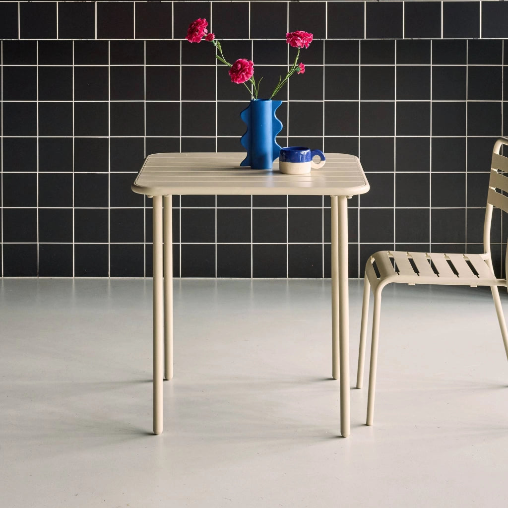 Tavolo da giardino in metallo 2 posti, 70cm, beige