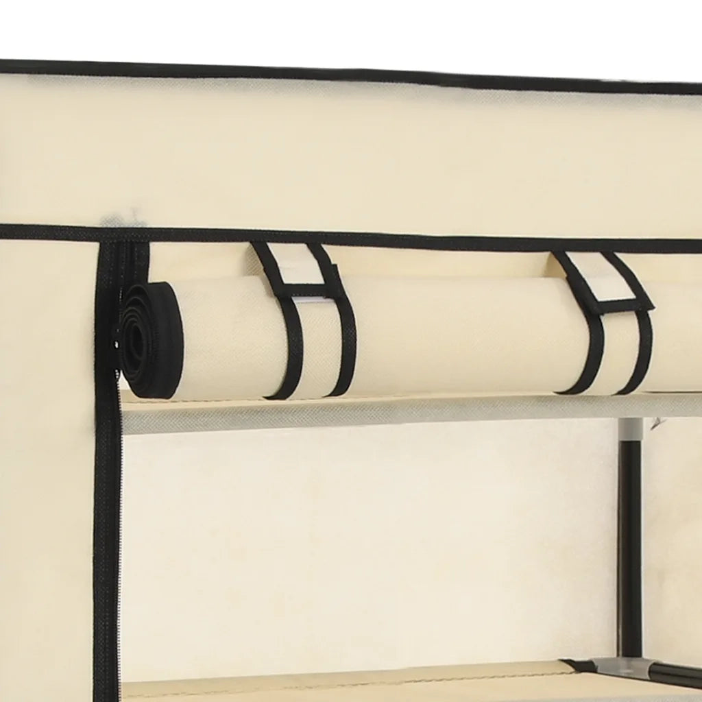 Scarpiera Coperta-Scaffale per scarpe Crema 58x28x106 cm in Tessuto