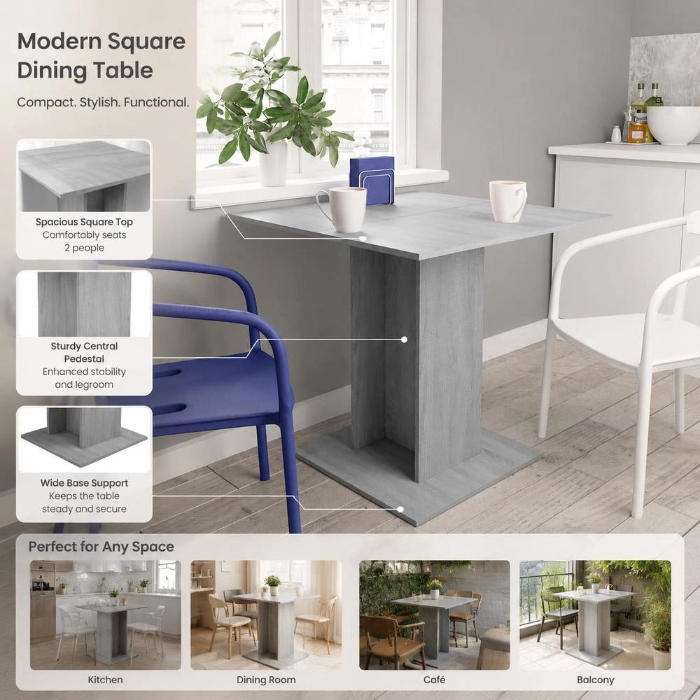 1 Pcs Gray Sonoma Wood Dining Table 80x80x75 Cm Square Modern Minimalist Design Sturdy Durable For Small Apartment Kitchen Living Room 4 Seater Meal Desk Coffee Table Workstation