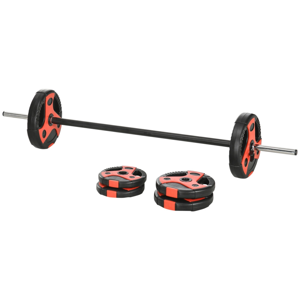 Set Bilanciere Pesi con 6 Dischi ¨C Xylo ¨C ?27x140 cm Nero e Rosso