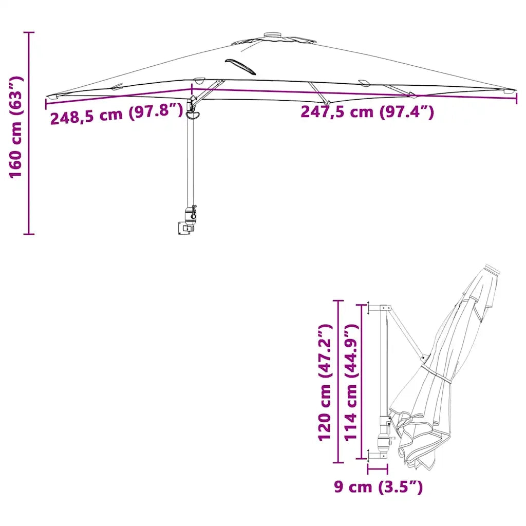 Ombrello | Parasol da giardino Rosso Bordeaux 248,5 x 247,5 x 160 cm