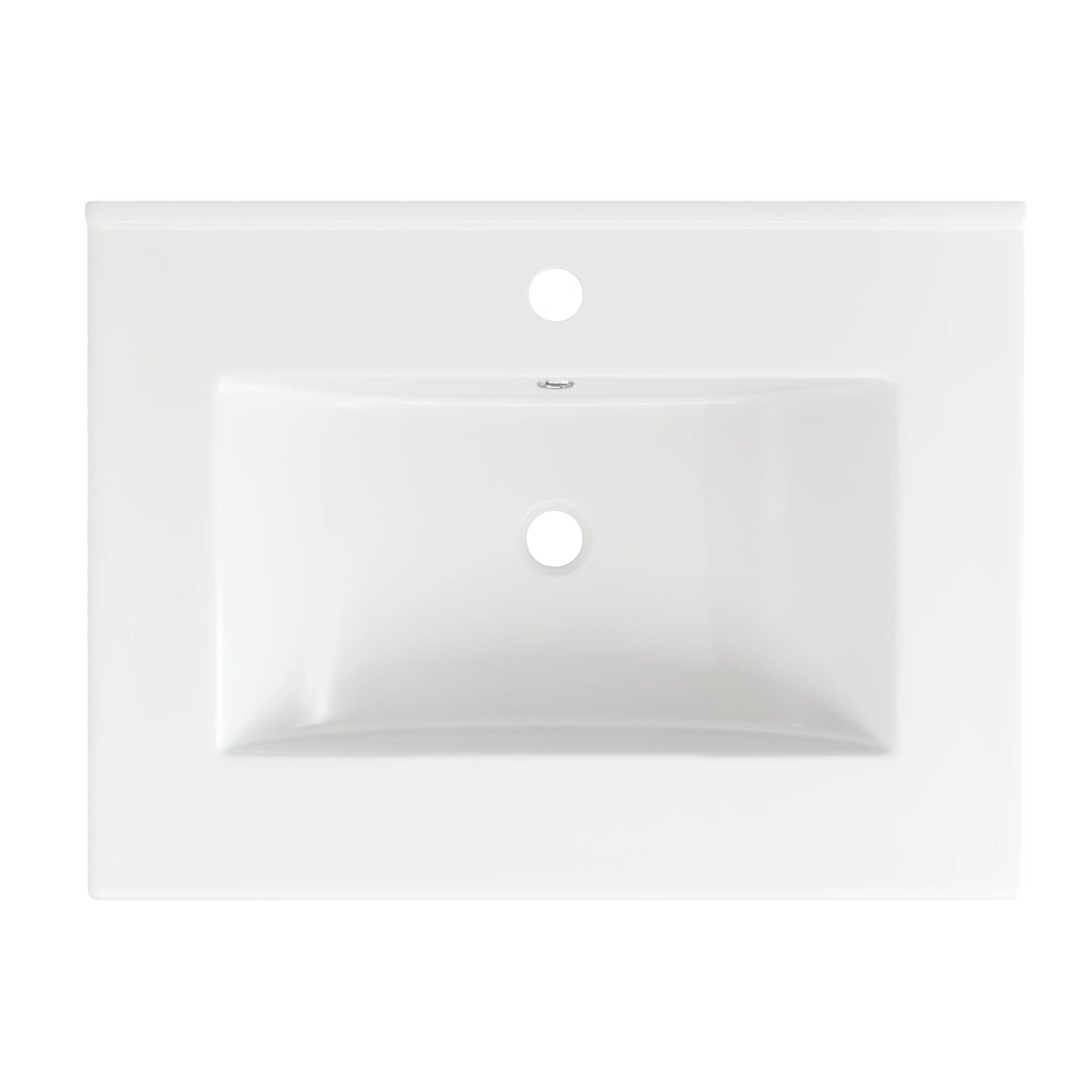 Mobiletto con lavabo da bagno a terra con 3 cassetti e anta soft-close in MDF bianco lucido 61 × 47 × 86 cm