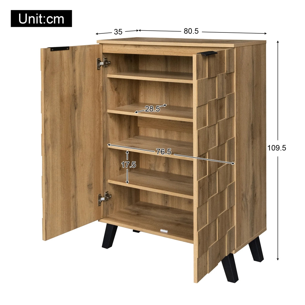 Sideboard moderno porta scarpe con 5 scomparti e ripiani regolabili, 80,5 x 35 x 109,5 cm