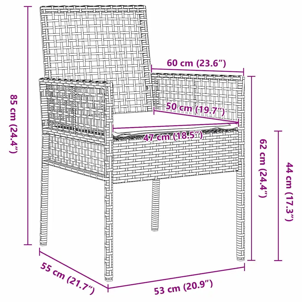 Set da Pranzo per Giardino 9 pcs Beige polyrattan 3334885