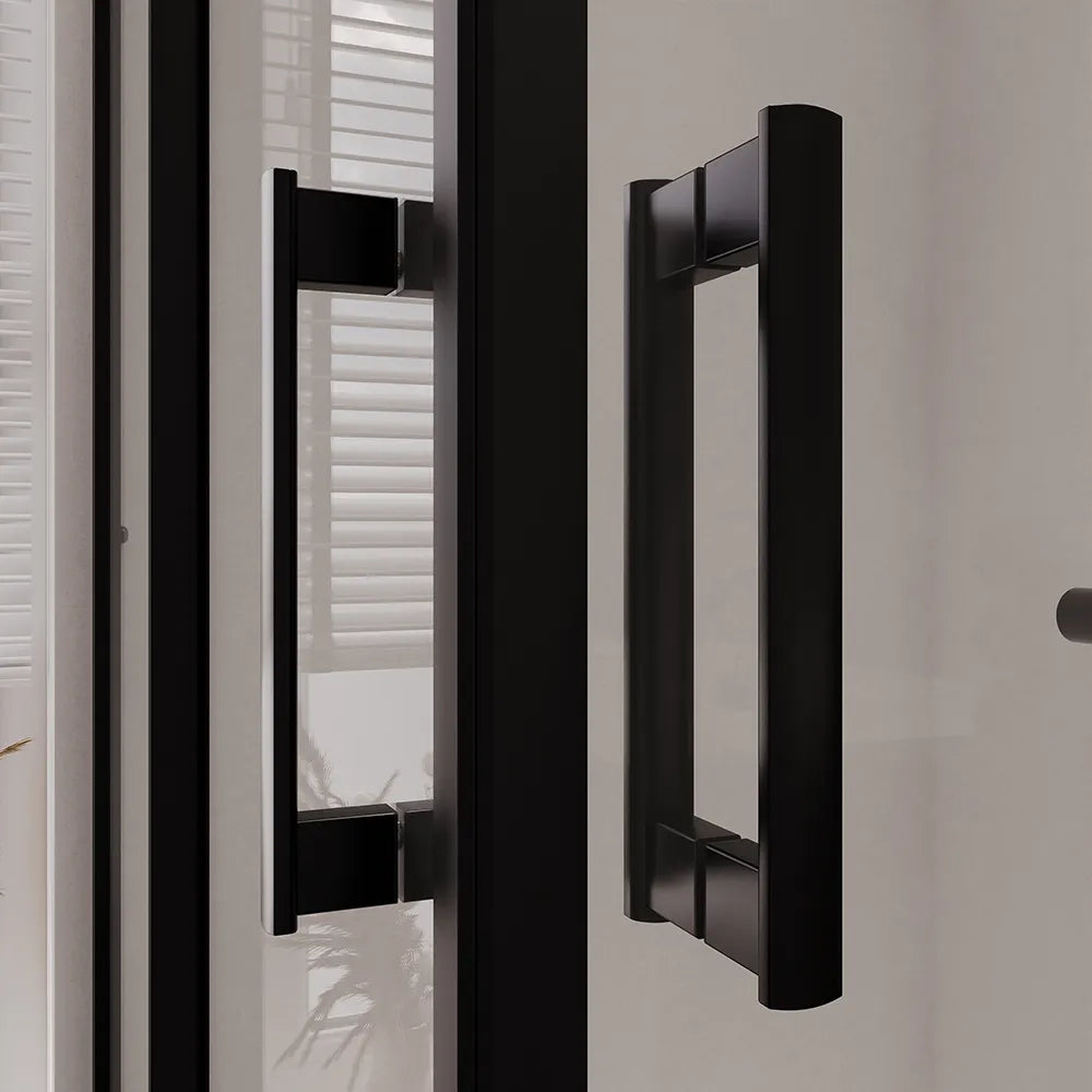 Box doccia 80x80 cm angolare doppio scorrevole profili neri vetro trasparente h190 | Java