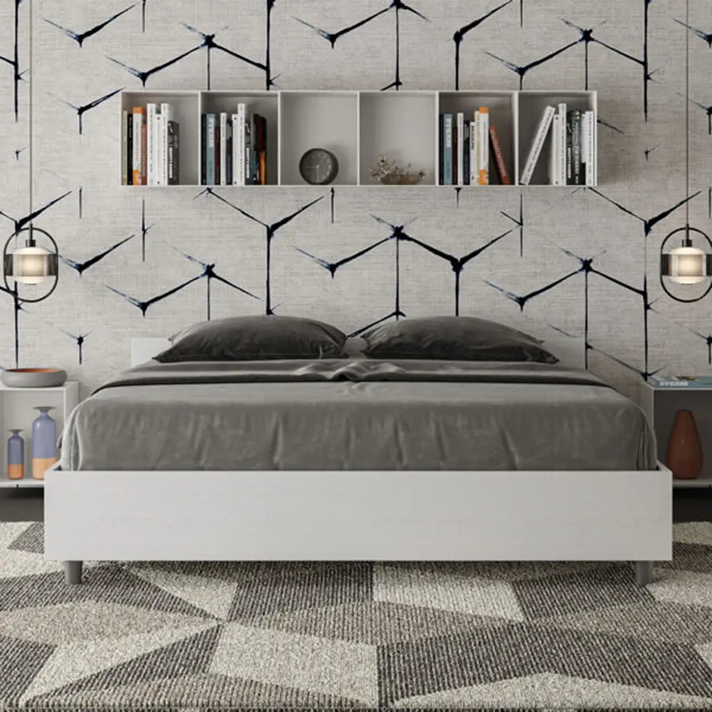 Letto matrimoniale contenitore 160x190 bianco frassino Nuamo
