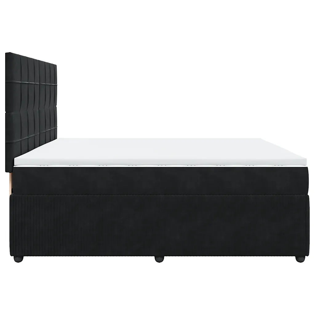 Giroletto a Molle con Materasso Nero 200x200 cm in Velluto