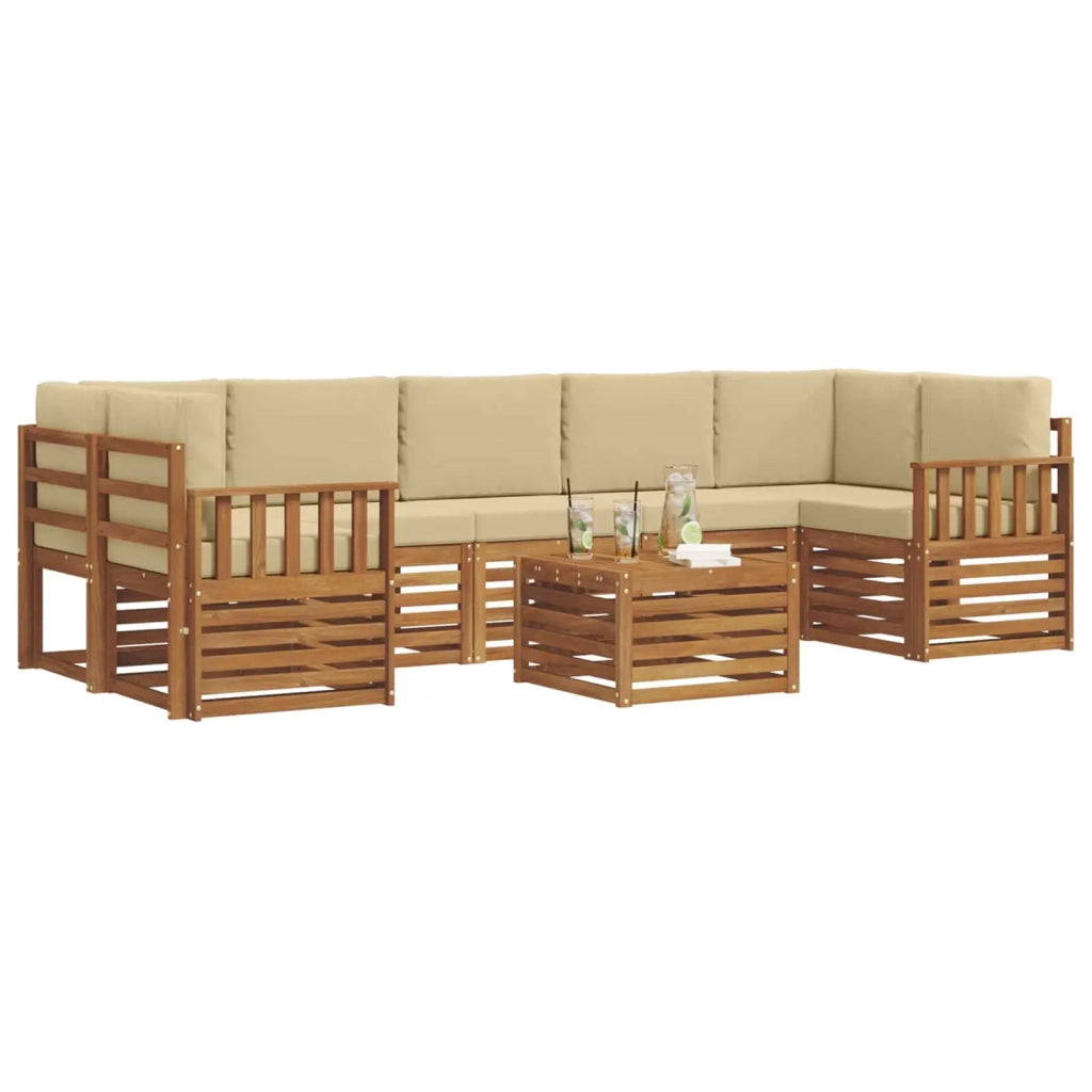 Set di divani da esterno 8 pz Naturale e Beige 3374523