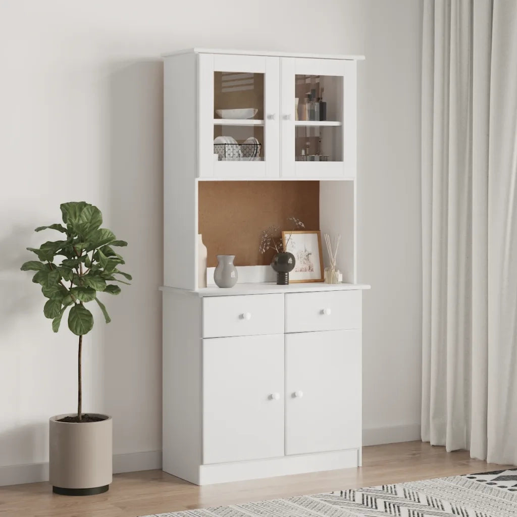 Credenza ALTA Bianca 77x35x165 cm in Legno Massello di Pino 3187774