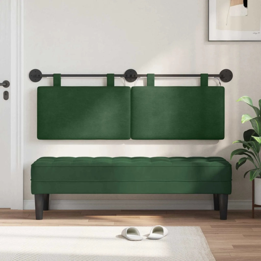 Testiera | Testata sospesa Con luce LED Verde Giungla Tessuto in Cords