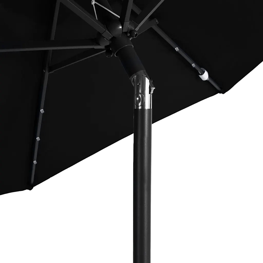 Ombrello | Parasolne Giardino con LED Palo Acciaio Nero 225x225x212 cm