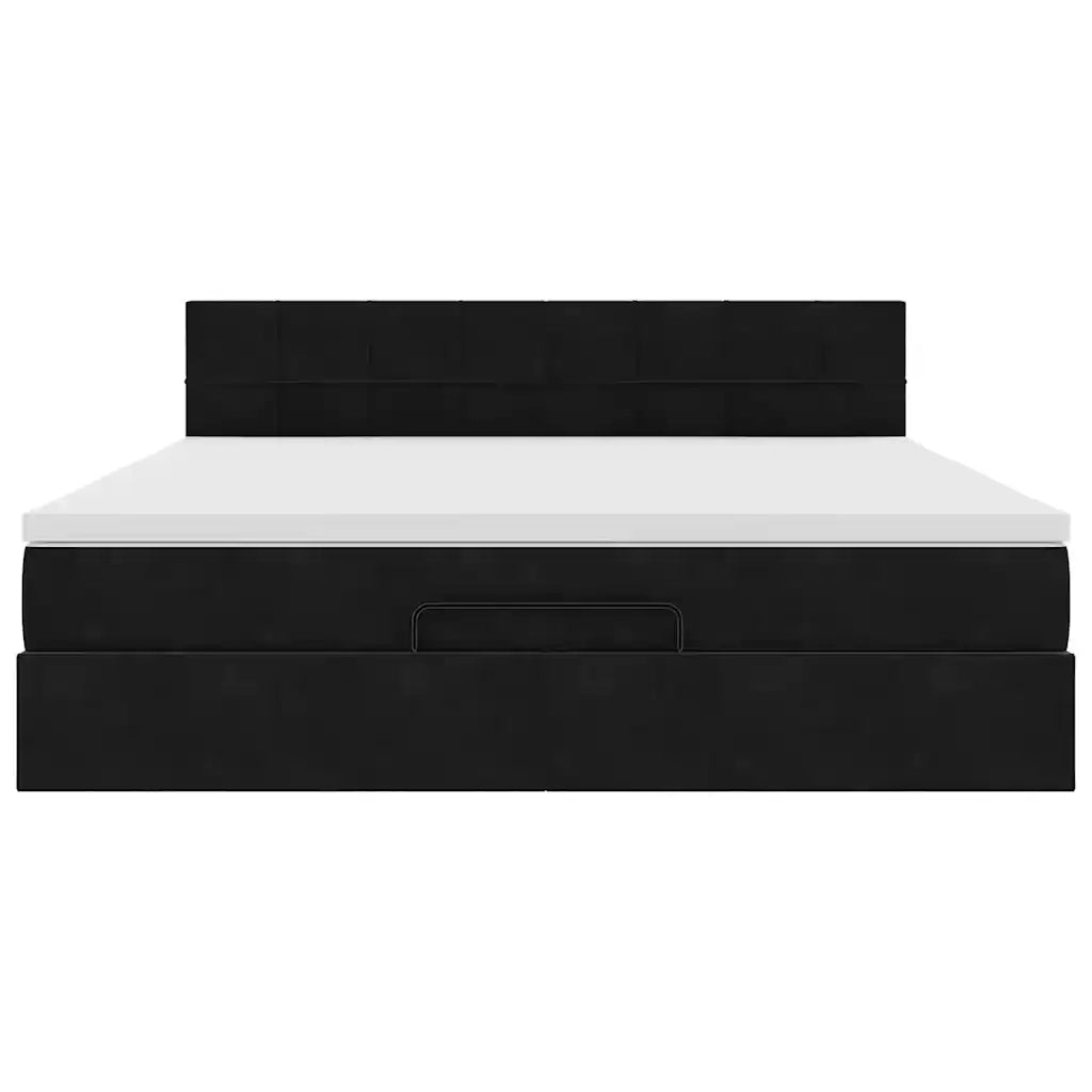 Struttura Letto Pouf con Materasso Nero 180x200 cm in Velluto 3312640