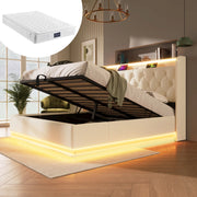 Letto contenitore 140x200 cm con materasso; bianco