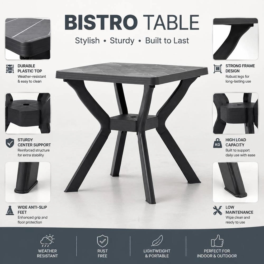 Bistro Table Anthracite 70x70x72 Cm Plastic