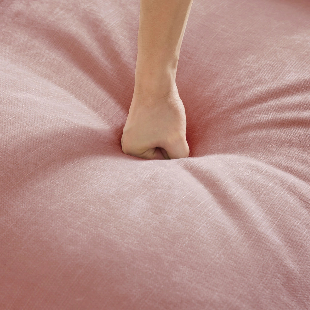 Pouf Windsor in tessuto ciniglia rosa