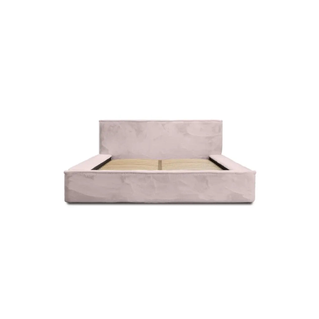 Letto contenitore ORLANE – Rosa Polvere di rosa polare – 180x200 cm – Rete sollevabile – Design di alta gamma