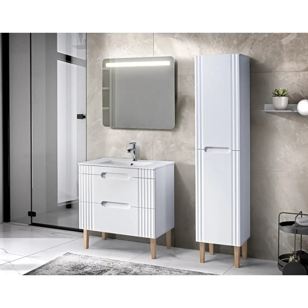Lavabo da incasso AXIS 80 cm in ceramica bianco lucido dal design contemporaneo
