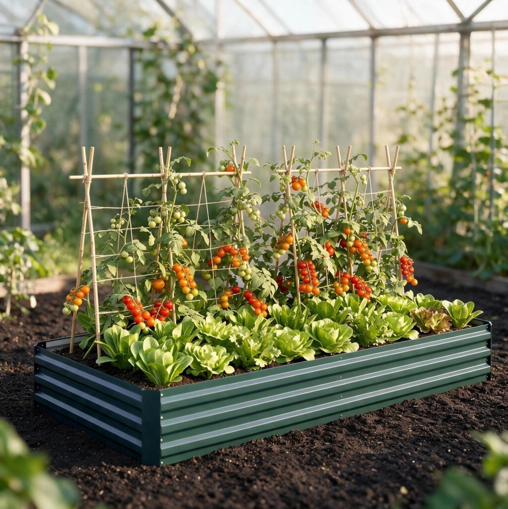 Orto rialzato in lamiera d'acciaio verde scuro 241x90,5x30 cm per giardino e piante