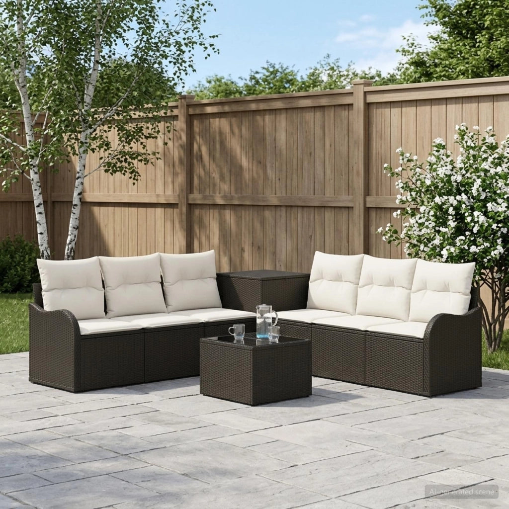 Set di divani 8 pz Nero e Bianco Crema 3448045