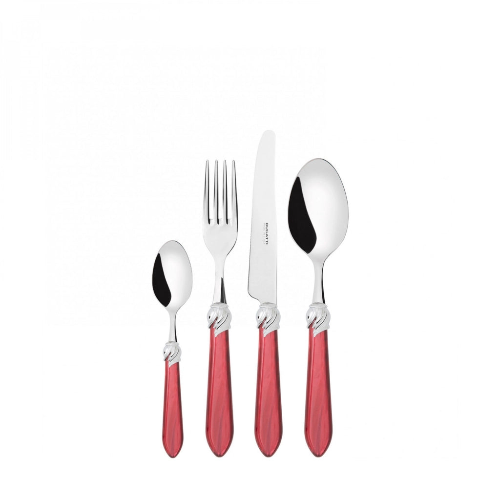 FALABELLA Ghiera Cromata, Posate Set 24 Pz, Scatola Compact, Casa Colore: Rosso