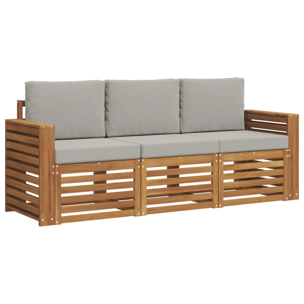 Set divani con cuscino 3 pcs Grigio Naturale e Chiaro 3374296