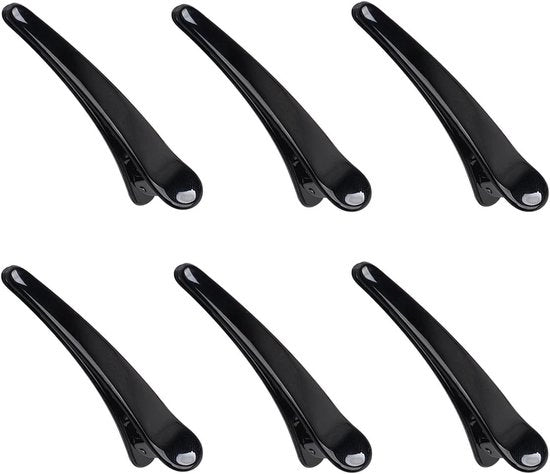 Clip per capelli professionale a 6 pezzi, nero, con clip per capelli in plastica