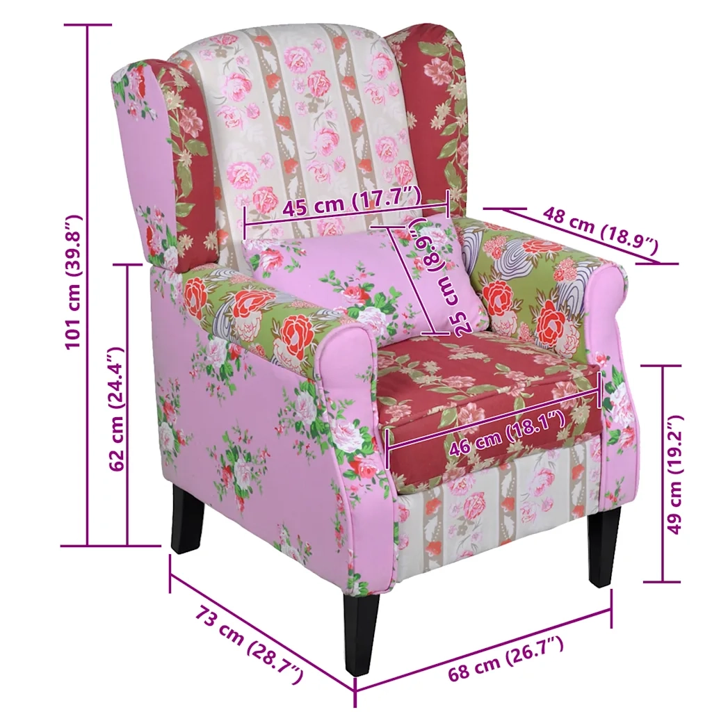Poltrona con Design Patchwork in Tessuto 240490