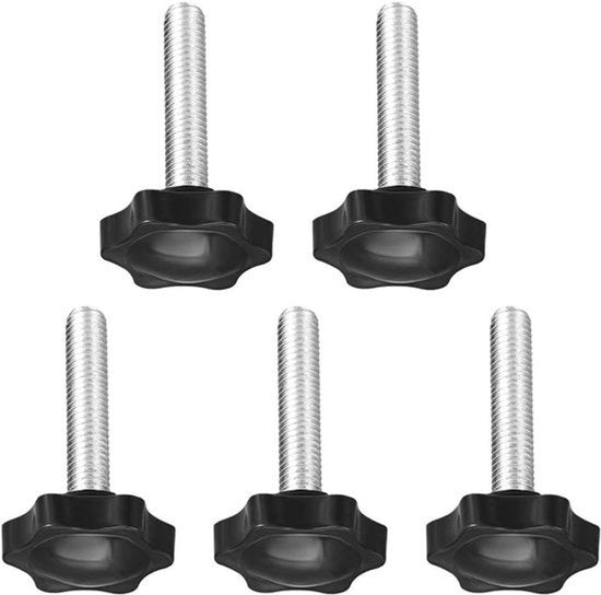 Viti a clip per tornio - Macchina attrezzatura meccanica - Manopole a forma di prugna a 6 facce - Chiave a stella - M8 x 45mm - 5 pezzi - Adatto per attrezzatura industriale