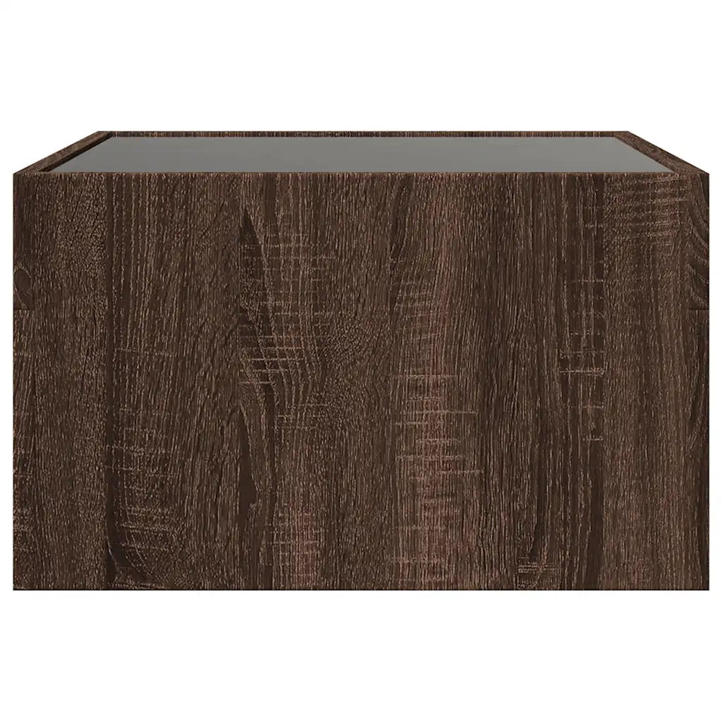 Tavolino da Salotto con LED Infinity-Tavolino da soggiorno Rovere Marrone 50x50x30 cm