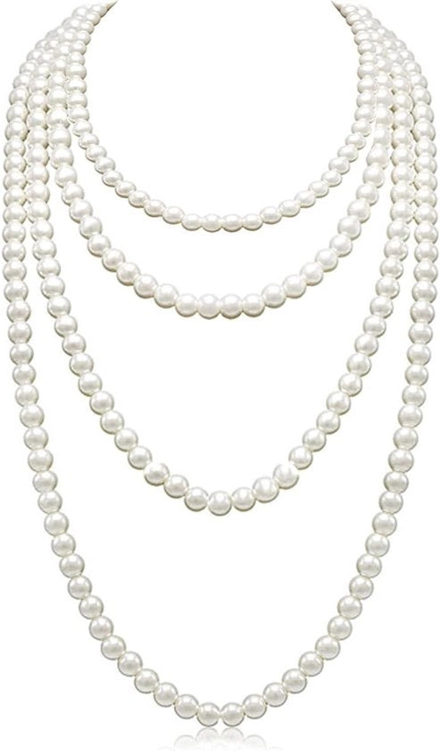 Parelketting in imitazione 150 cm - Lunga catena per collana per donna
