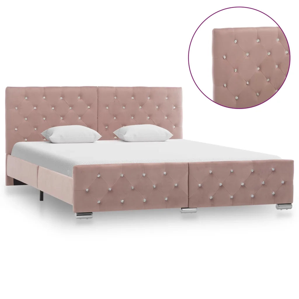 Giroletto-Struttura Letto Rosa in Velluto 160x200 cm
