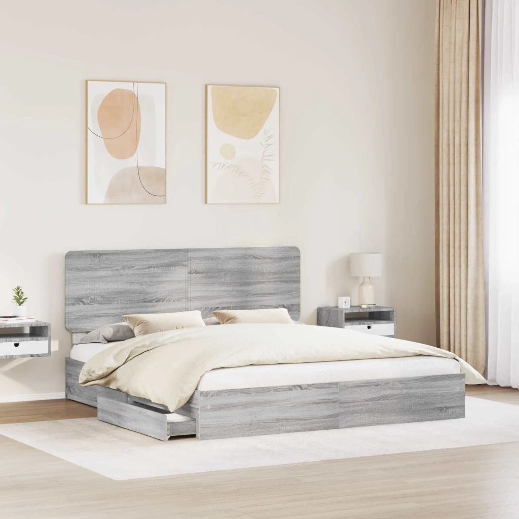 Letto con Contenitore con testiera Grigio Sonoma 180 x 200 cm 3412663
