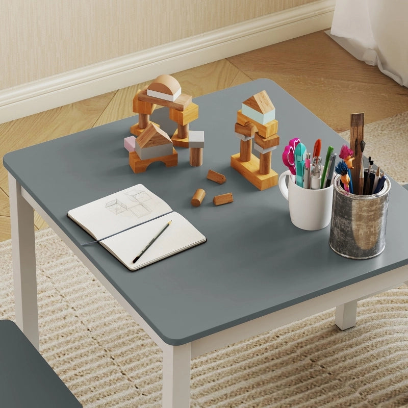 Set tavolo e 2 sedie per bambini, 3 pezzi, grigio