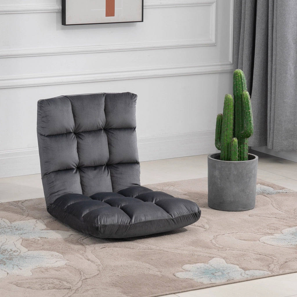 Poltrona da pavimento 55x71x53.5 cm convertibile 3 in 1 in poliestere grigio scuro