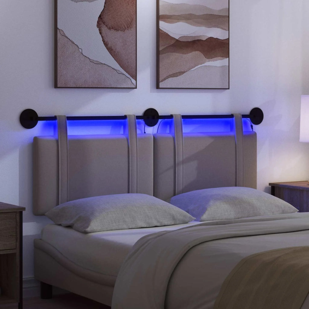 Testiera | Testata sospesa Con luce LED Tortora Tessuto
