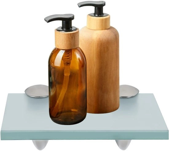 Pannello di vetro per la doccia - tavolo di doccia - pannello di vetro - sostegno per la doccia - pannello di vetro per la doccia - montaggio a parete - 20 x 10 cm Mat glas