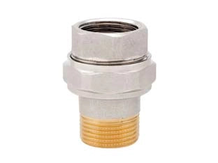 RACCORDO DIRITTO A 3 PEZZI IN OTTONE NICHELATO CON O-RING- - F 1-1/4 - 3 pezzi