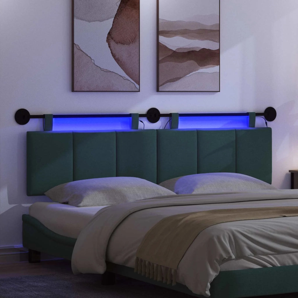 Testiera | Testata sospesa Con luce LED Verde Scuro Tessuto