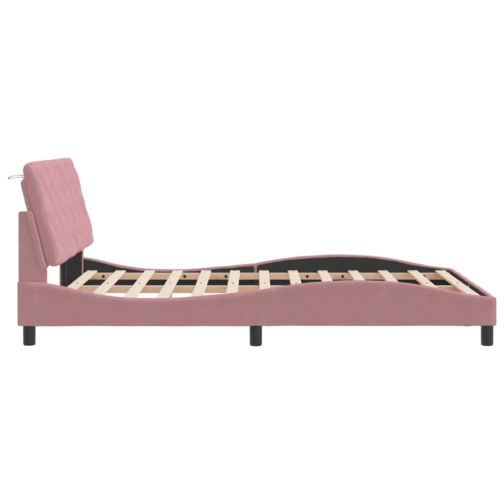 Giroletto con LED senza Materasso Rosa 140x190 cm in Velluto