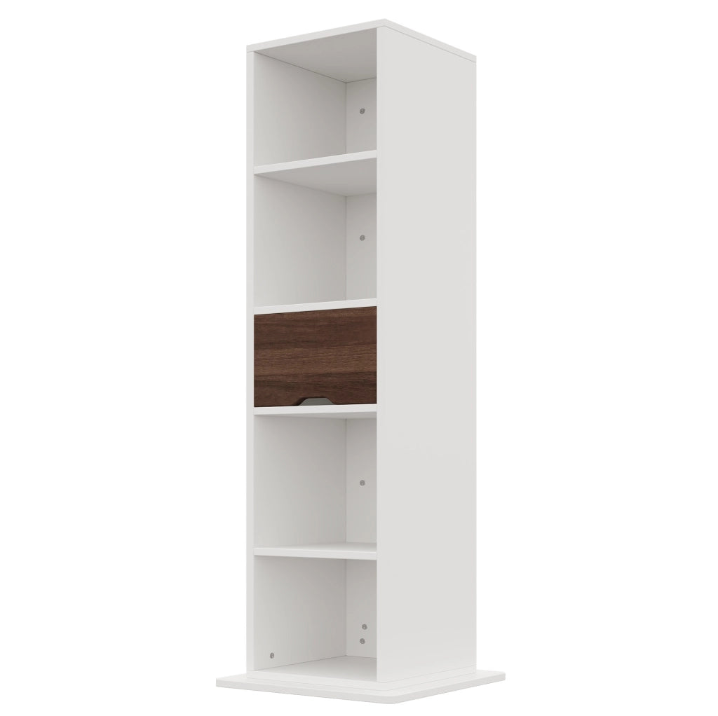 Mobile vetrina girevole 45 x 45 x 168 cm in MDF bianco con specchio a figura intera e cassetto