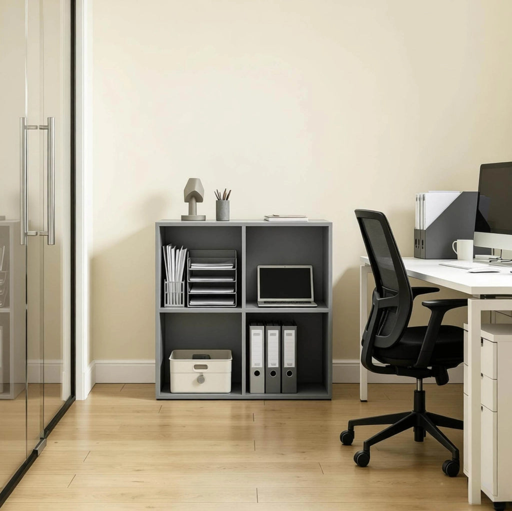 Libreria a cubi compatta in legno E1, 4 scomparti, 59,6x59,8x29 cm, colore neutro
