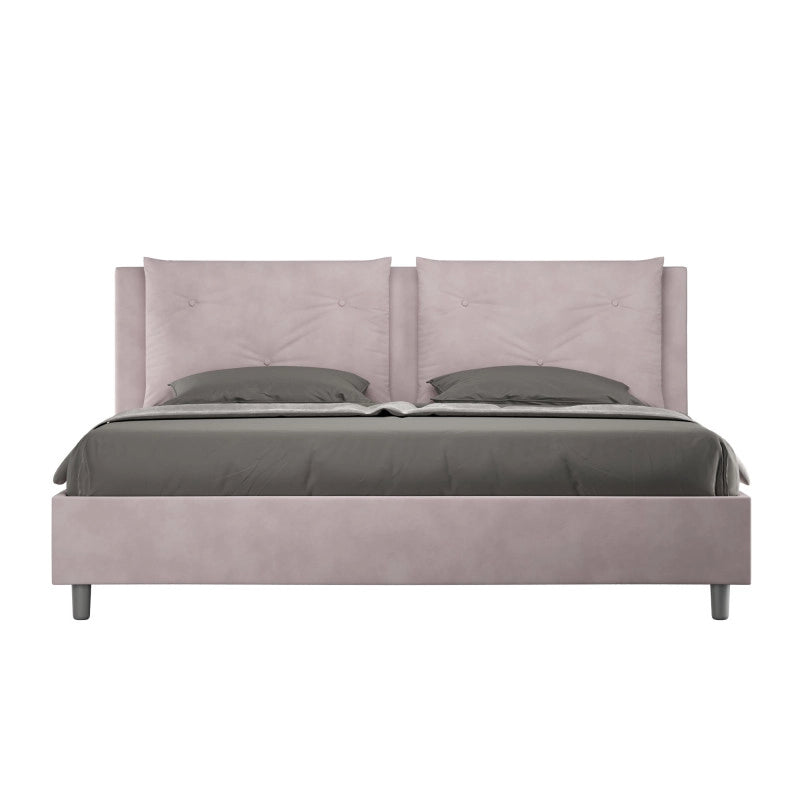 Letto imbottito Matrimoniale 170x200 cm Appia - Con rete,Glicine,Microfibra