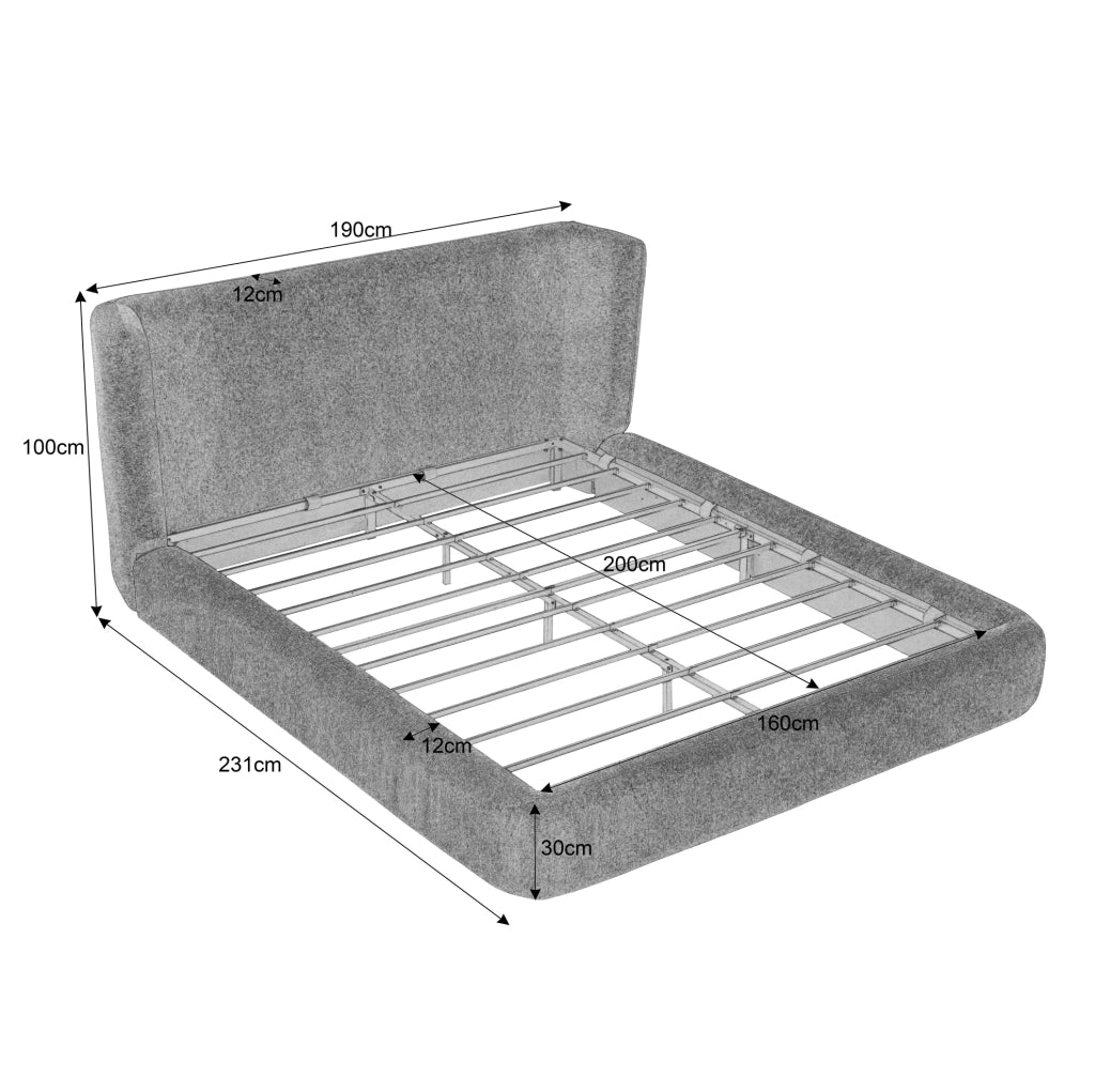 Letto Matrimoniale 160 x 200 cm con Testiera Imbottita e Telaio in Acciaio Marrone - Materasso non Incluso