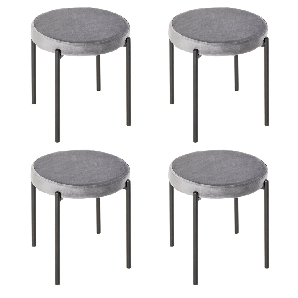 Set di 4 sgabelli impilabili 41,5 x 41,5 x 46 cm in metallo grigio, salvaspazio –