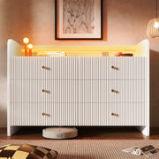 Credenza ULEVR 120x40x75 cm con LED, vano aperto e 6 cassetti, bianca