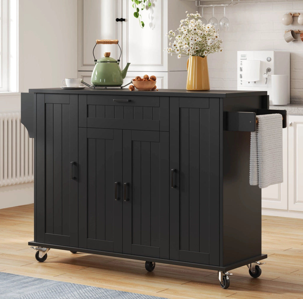 Isola cucina con piano ribaltabile 120x45(70)x95 cm; MDF nero