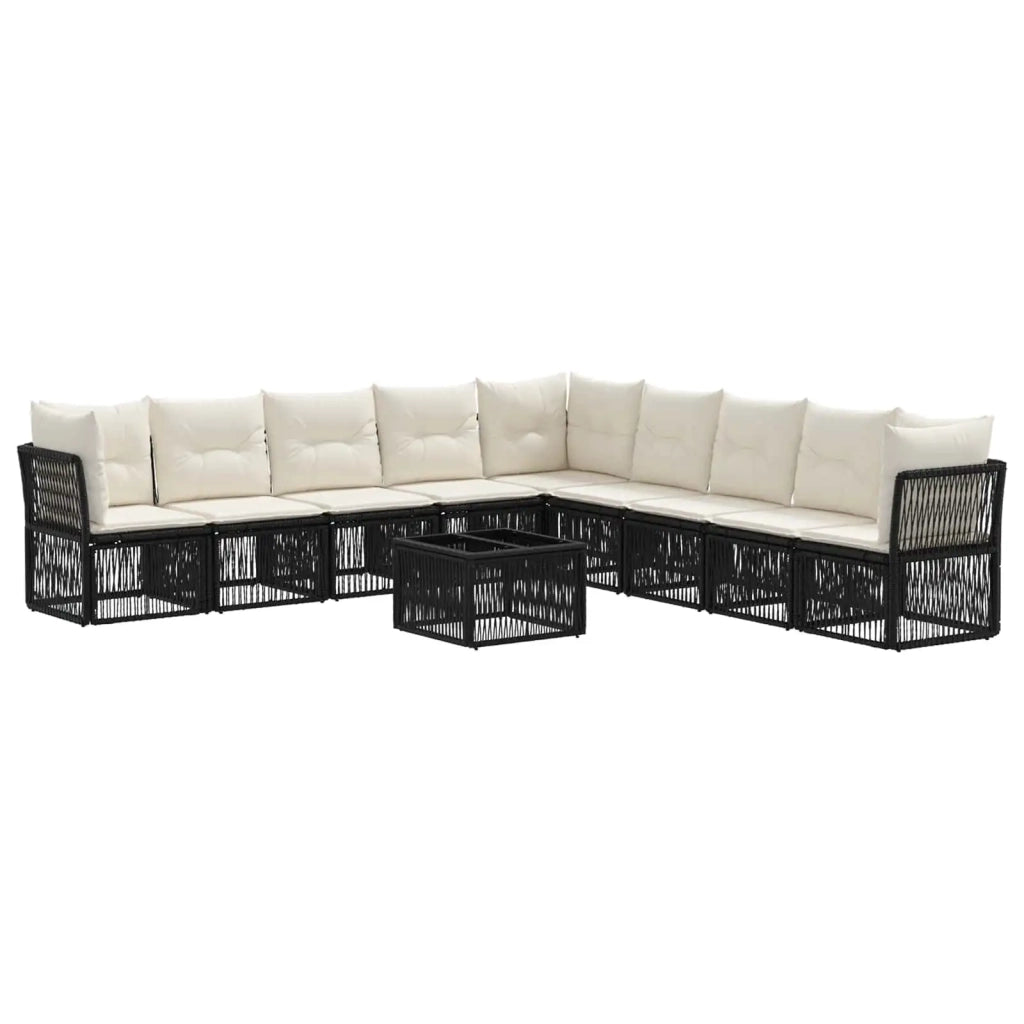 Set Divano da Giardino 10 pz Nero polyrattan 3434248