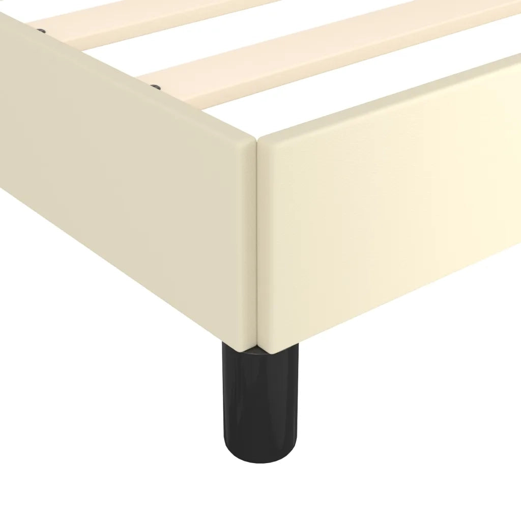 Letto matrimoniale | Letto per adulti | Giroletto con Testiera Crema 120x200 cm in Similpelle